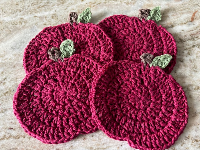Crocheted Apple Coasters