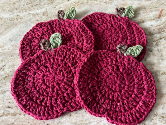 Crocheted Apple Coasters