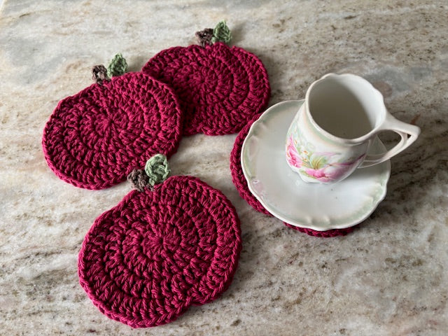 Crocheted Apple Coasters