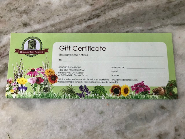 Beyond the Arbour Gift Certificate