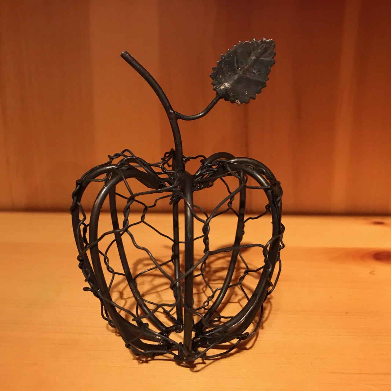 Woven Apple with Leaf Sculpture